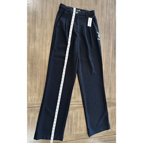 NWT Pacsun Playboy Black Boyfriend Fit Wide Leg Embroidered Bunny Logo Pants XS - Picture 12 of 16